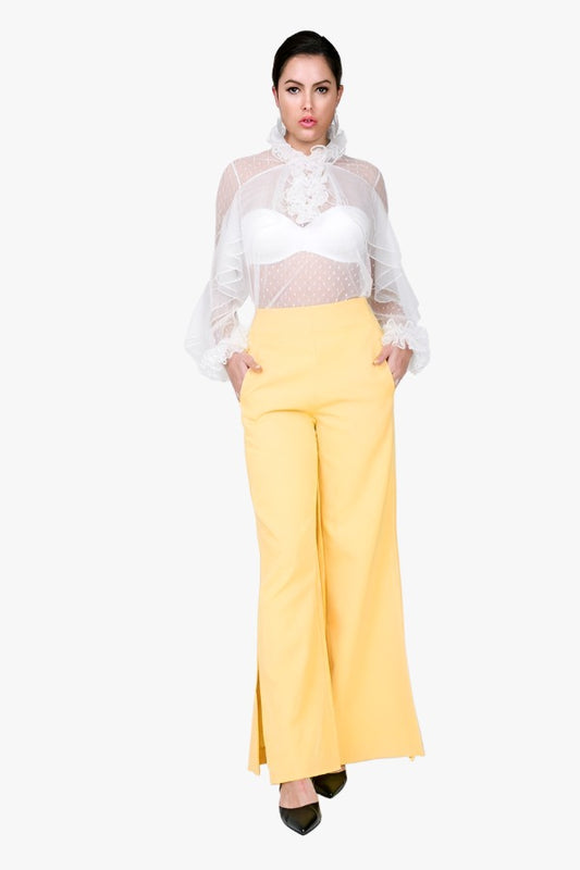 Side Slit Detail Wide Leg Pants