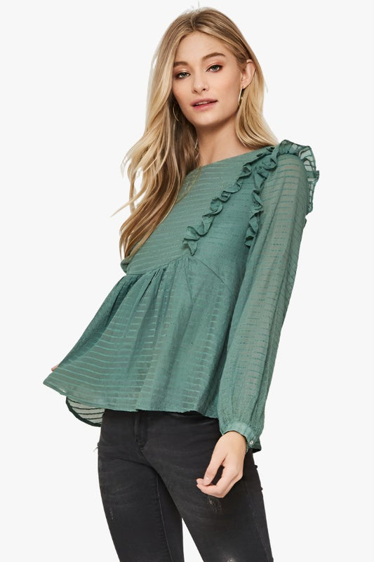 A Semi-sheer Striped Woven Top