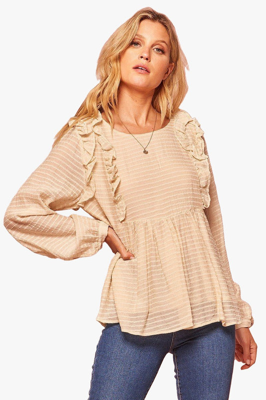 A Semi-sheer Striped Woven Top