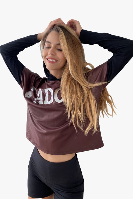 Burgundy And Black "j'adore" Silver Graphic Hoodie Top