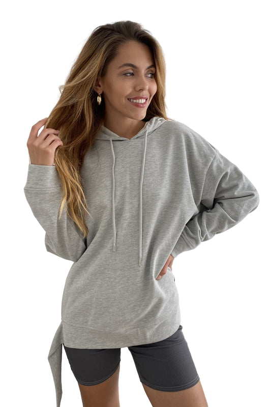 Uneven Hem Graphic "venice" Pullover Hoodie