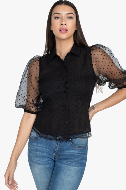 Contrast Dot Print Top