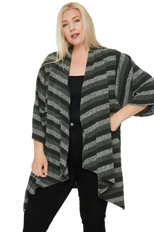 Kimono Style Striped Cardigan