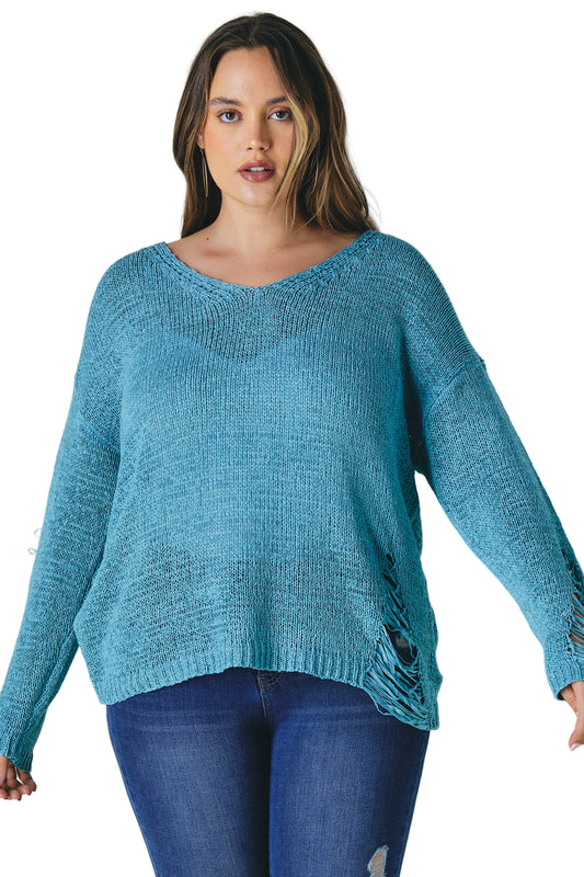 Plus Solid Round Neck Sweater