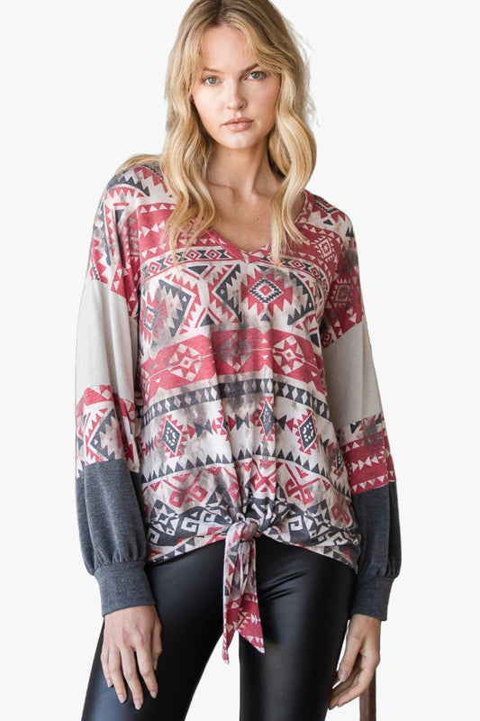 Beautiful Aztec Print Long Sleeve Sweater