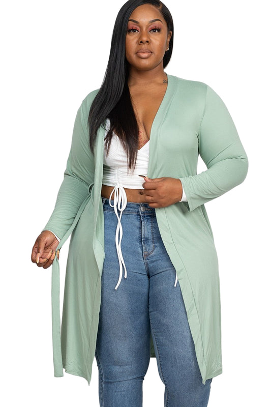 Long Sleeves Belted Cardigan