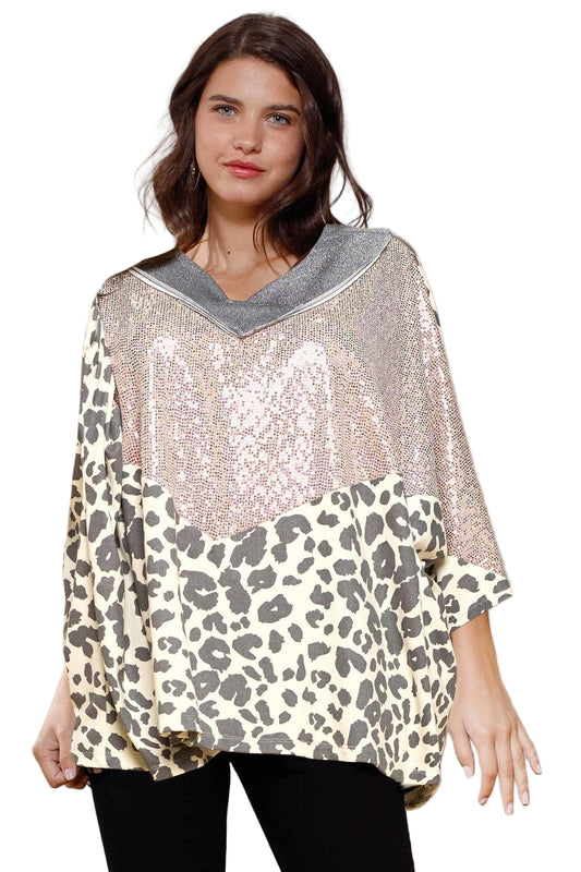 Multi Print Oversized V-neckline