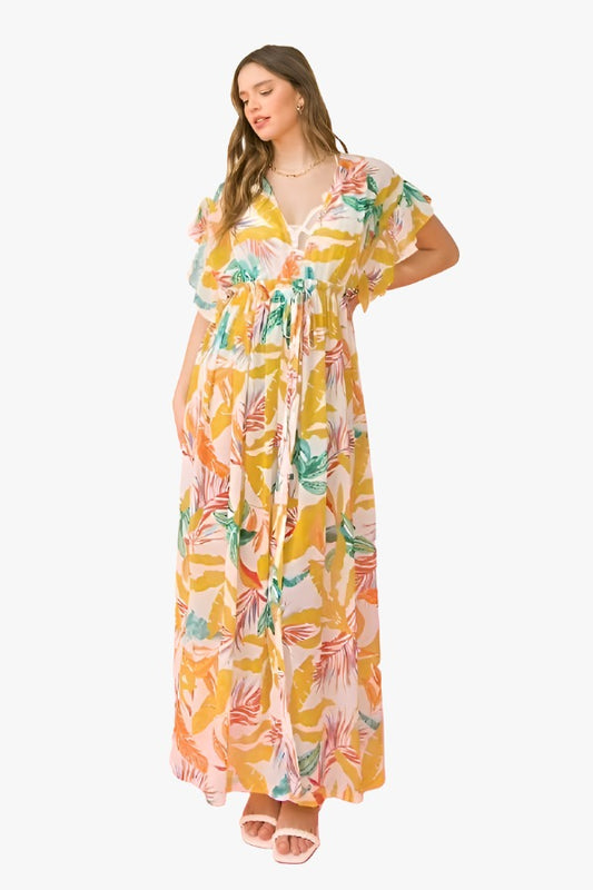 A Printed Woven Maxi Cover Up