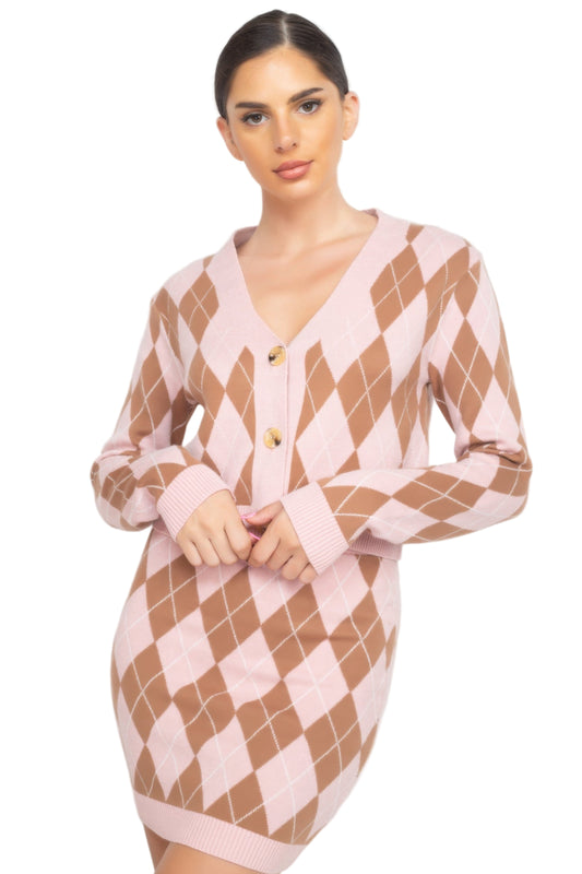 Diamond Button-front Cardigan Top