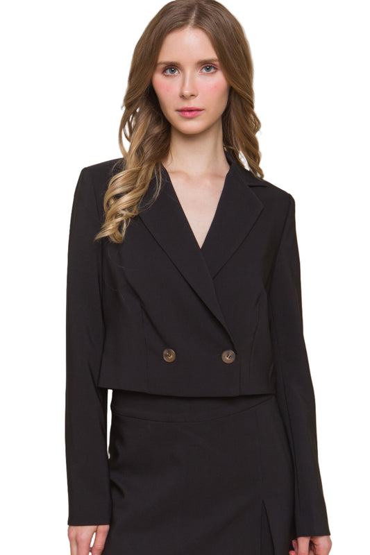 Button Crop Blazer