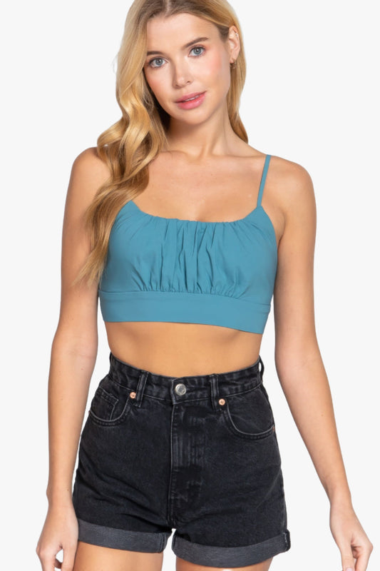 Back Ribbon Tie Cami Crop Top