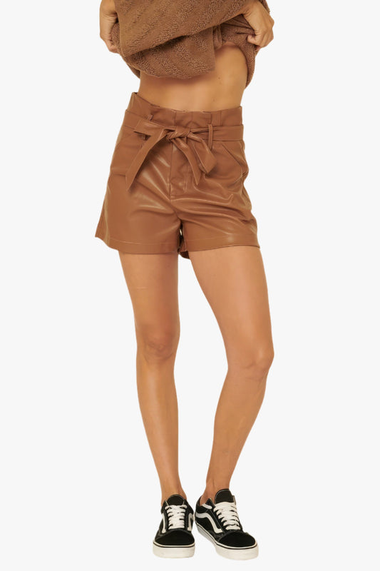 Faux leather shorts