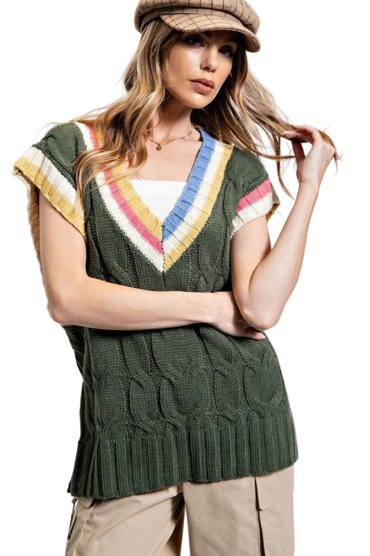 Multi Color Knitted Sweater Vest