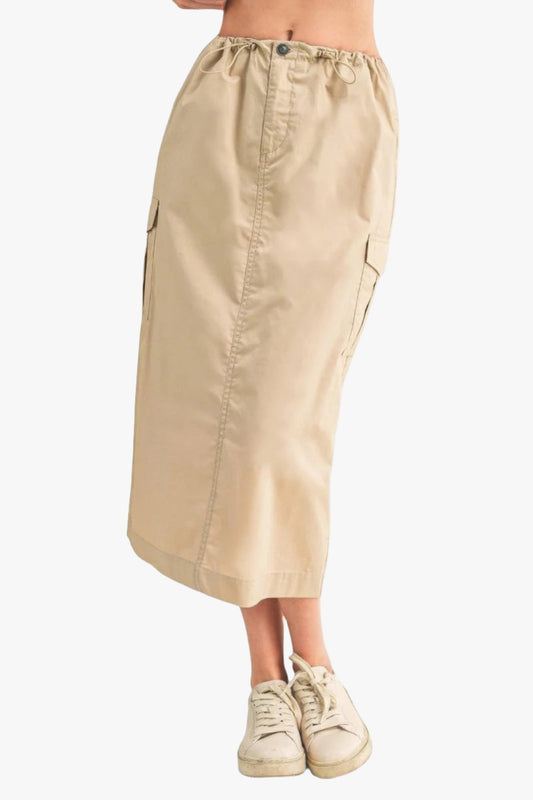 Cargo Skirt With Drawstring Midi Skirt