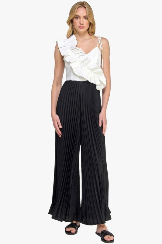 Cami Asymmetrical Ruffle Detail Pleated Bottom Jumpsuit