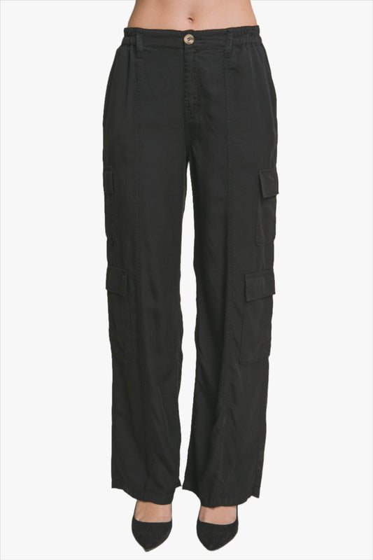 Full-length Tencel Pants With Cargo Pockets