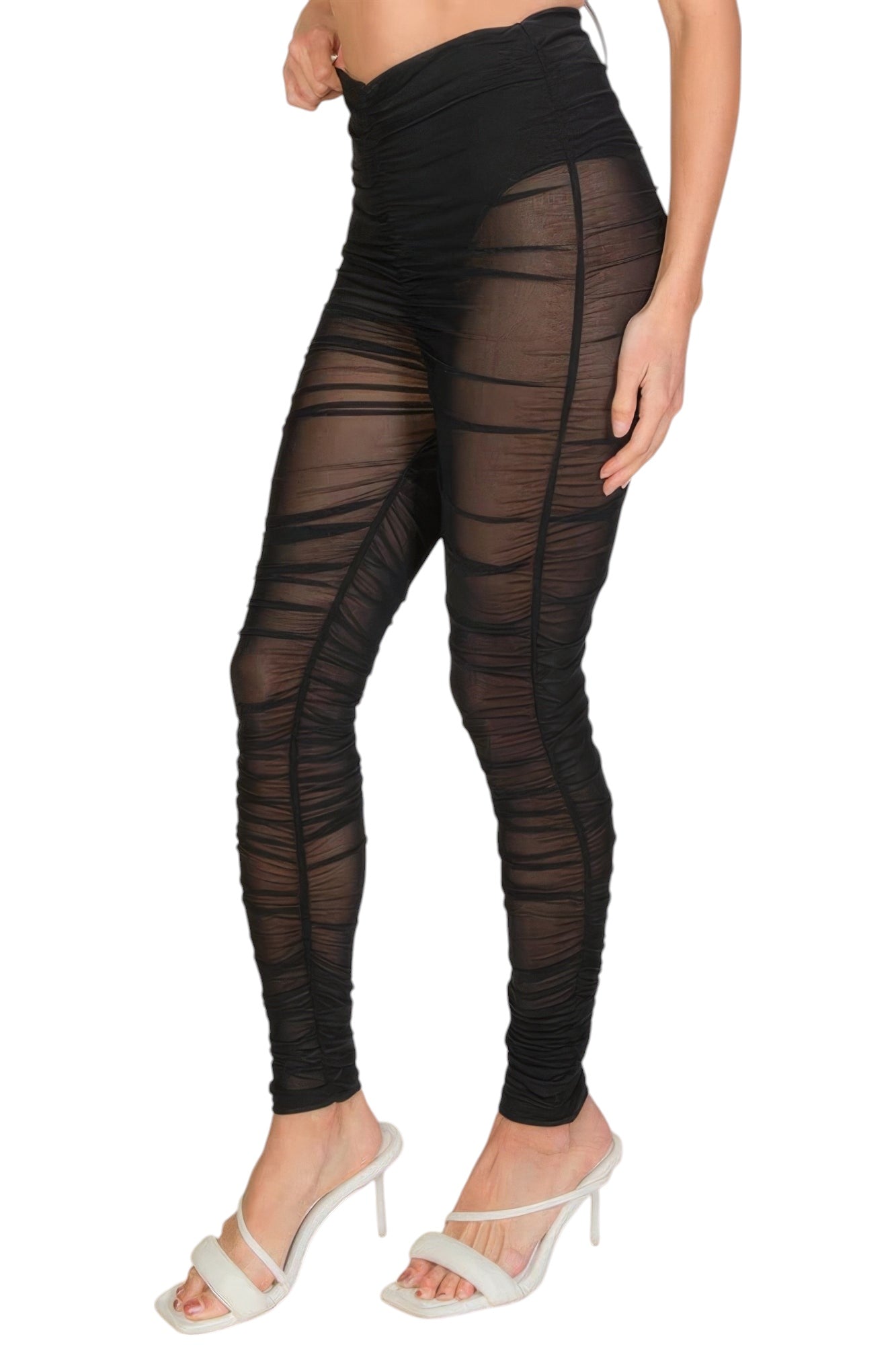 Ruched Poly Mesh Leggings