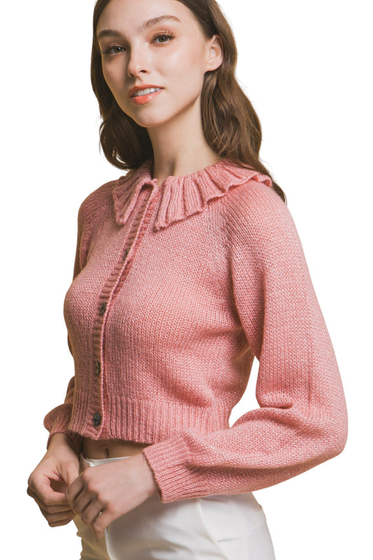 Short collard sweater