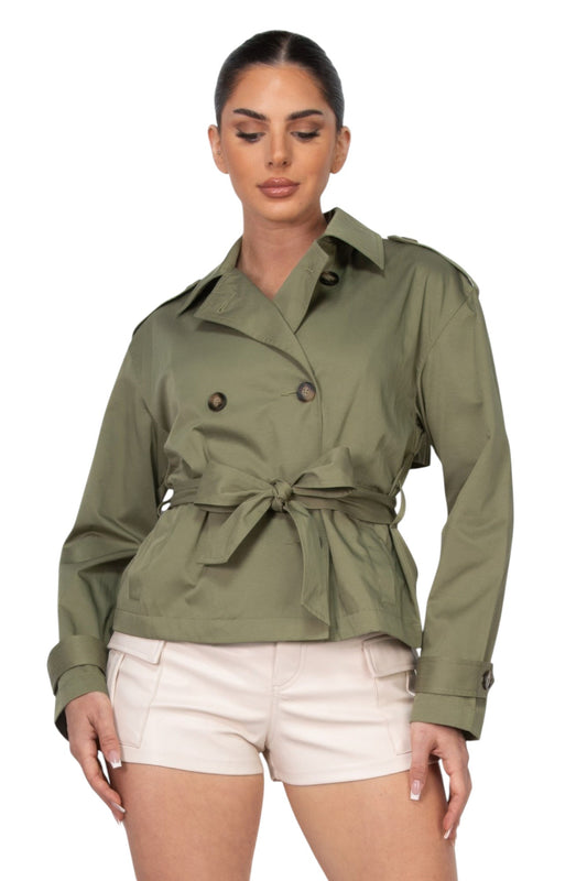 Double-breasted Waist-tie Trench Coat