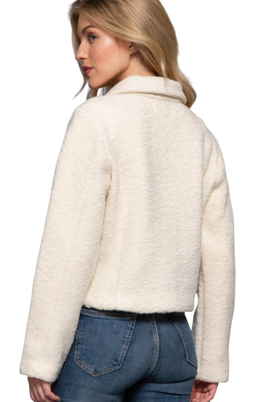 Long Slv Teddy Fleece Short Jacket