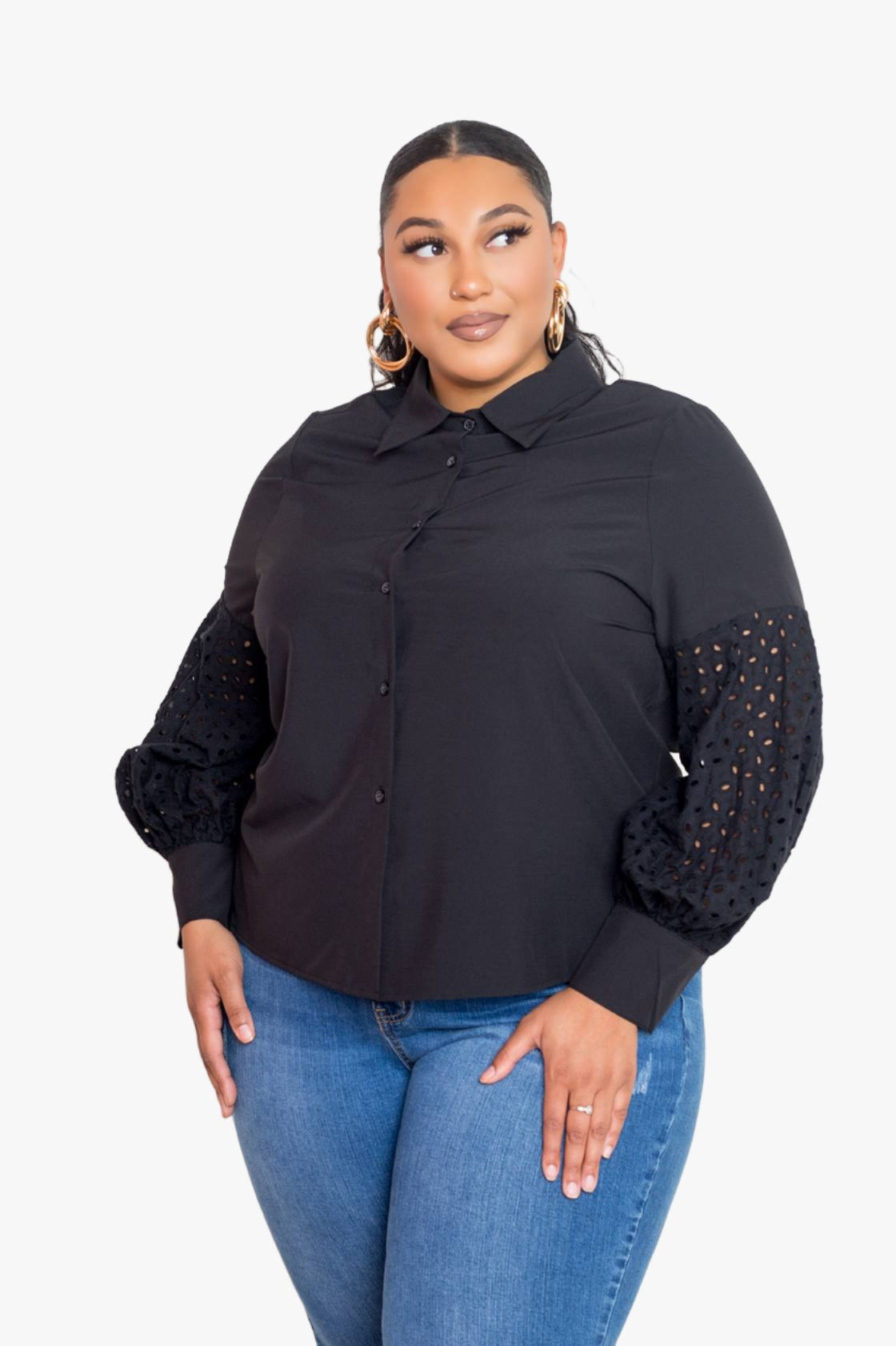 Blouse With Punched Sleeves