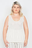 Plus Size Sheer Ivory Ribbed Causal Tank Top