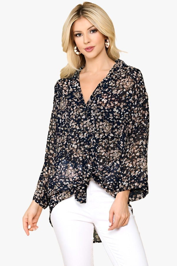 Animal Print Button Down Lapel Collar Shirt With Chest Pocket