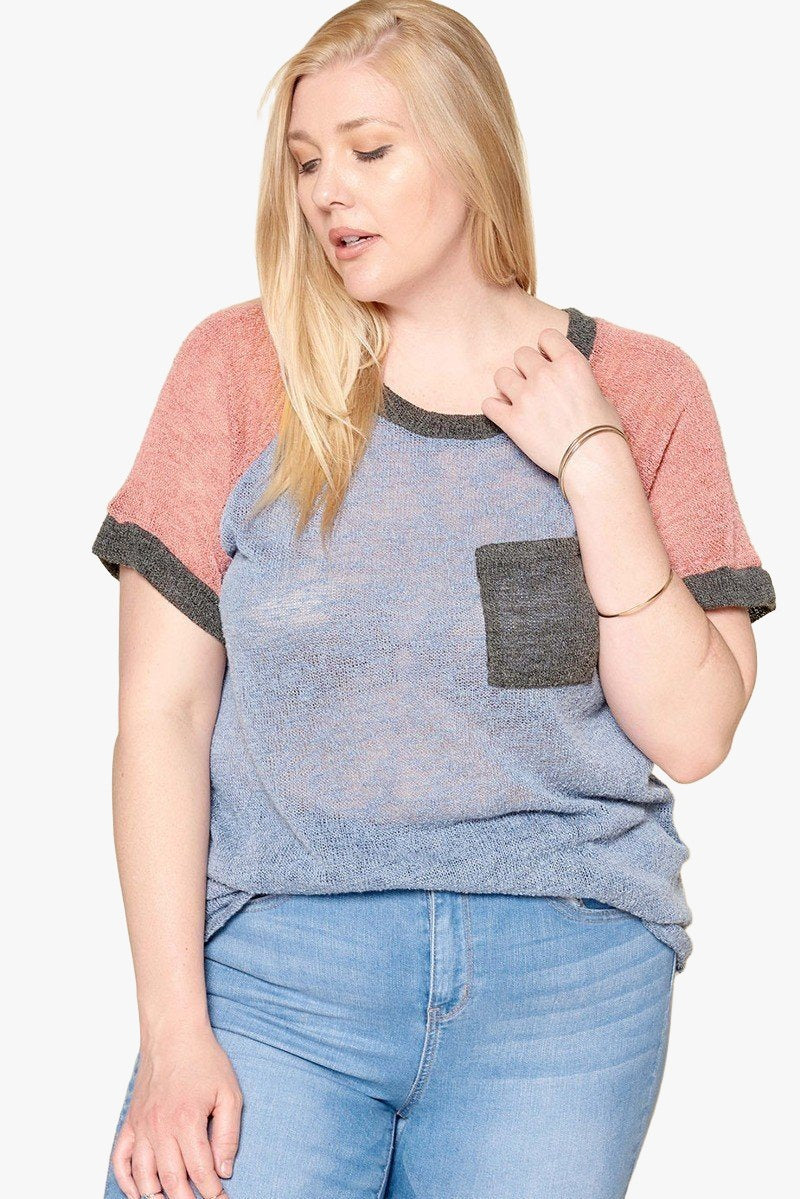 Color-blocked Sweater Knit Top