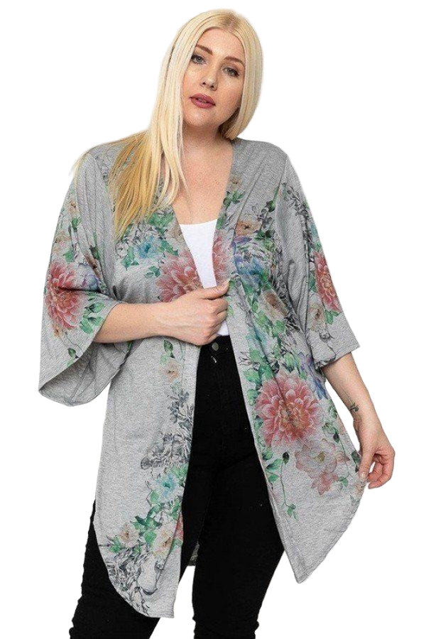 Floral Print, Long Body Cardigan