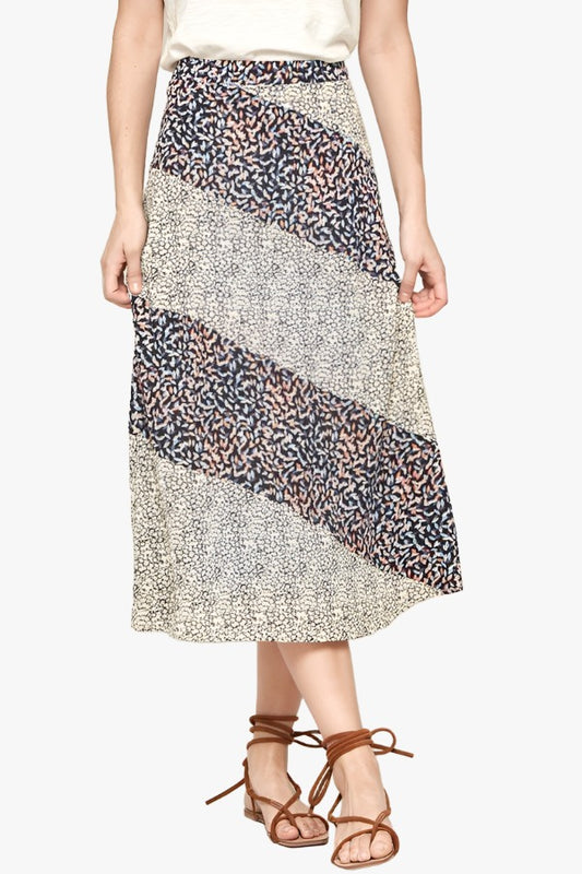 A Floral-print Woven Midi Skirt