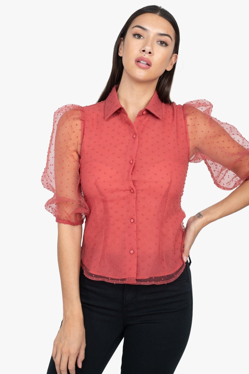 Contrast Dot Print Top