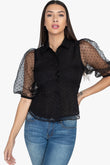 Contrast Dot Print Top