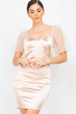 Lace Sleeves Back Zipped Mini Dress