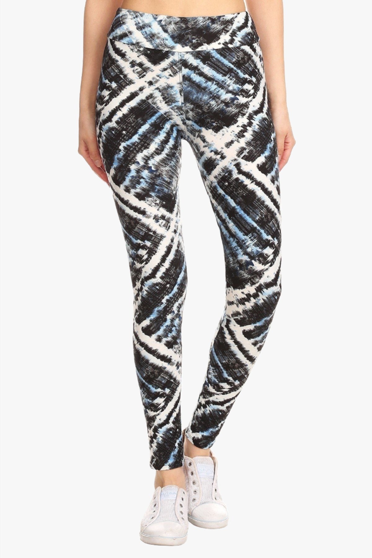 Yoga Style Banded Lined Tie Dye Printed Knit Legging With High Waist