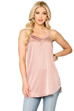 Velvet Mixed Adjustable Strap Round Hem Camisole