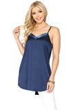 Velvet Mixed Adjustable Strap Round Hem Camisole