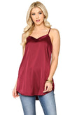 Velvet Mixed Adjustable Strap Round Hem Camisole