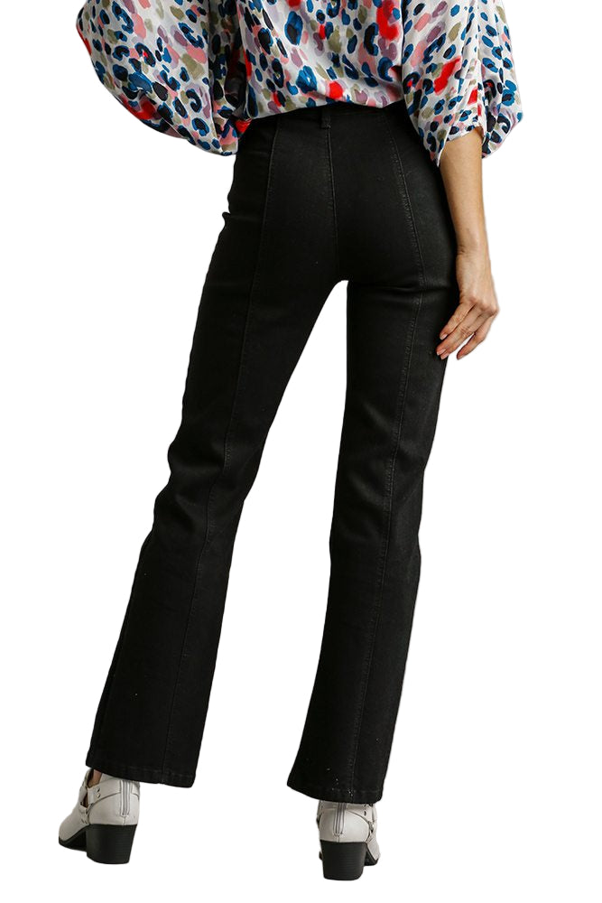 Panel Straight Cut Denim Jeans With Pockets