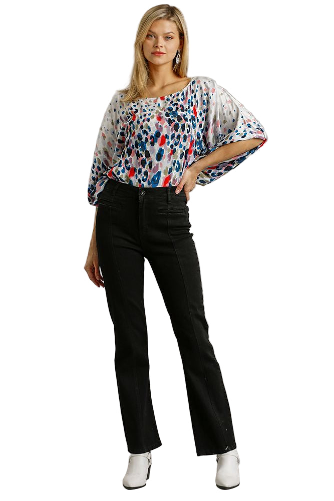 Panel Straight Cut Denim Jeans With Pockets