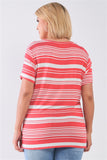 Plus Striped And Distressed Cut-out Top