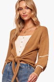 A Textured Knit Cardigan Sweater