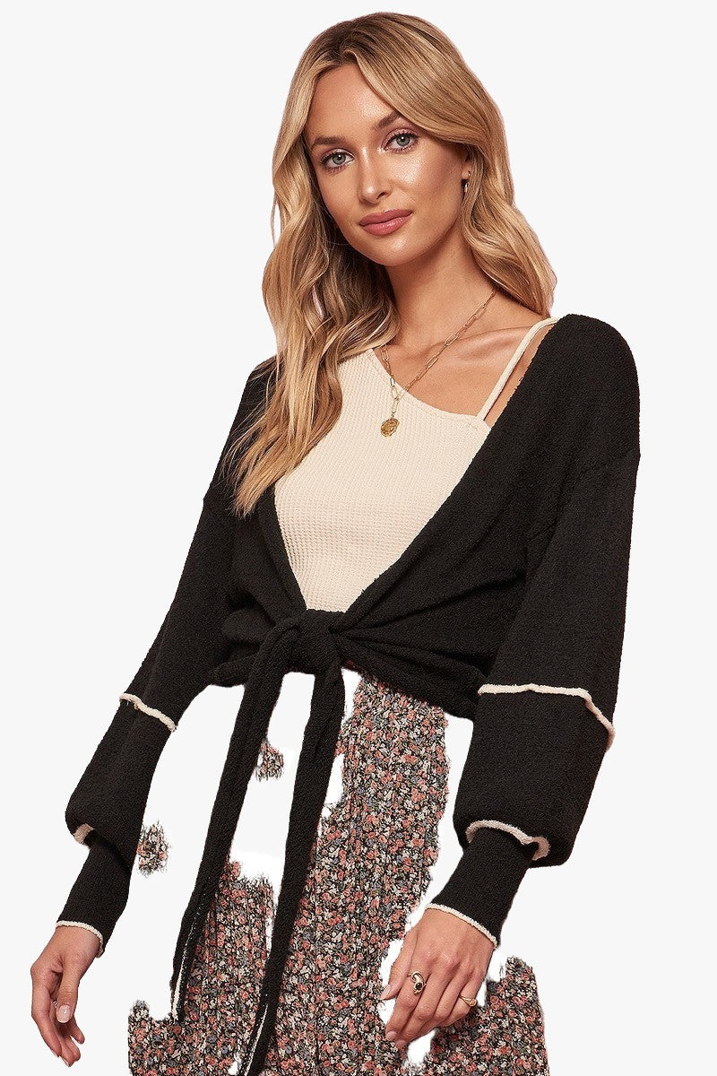 A Textured Knit Cardigan Sweater