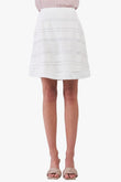 Snow-whine Striped High-waisted See-through Sheer Mesh Strips Cut-ins A-line Mini Skirt