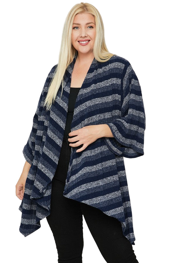 Kimono Style Striped Cardigan