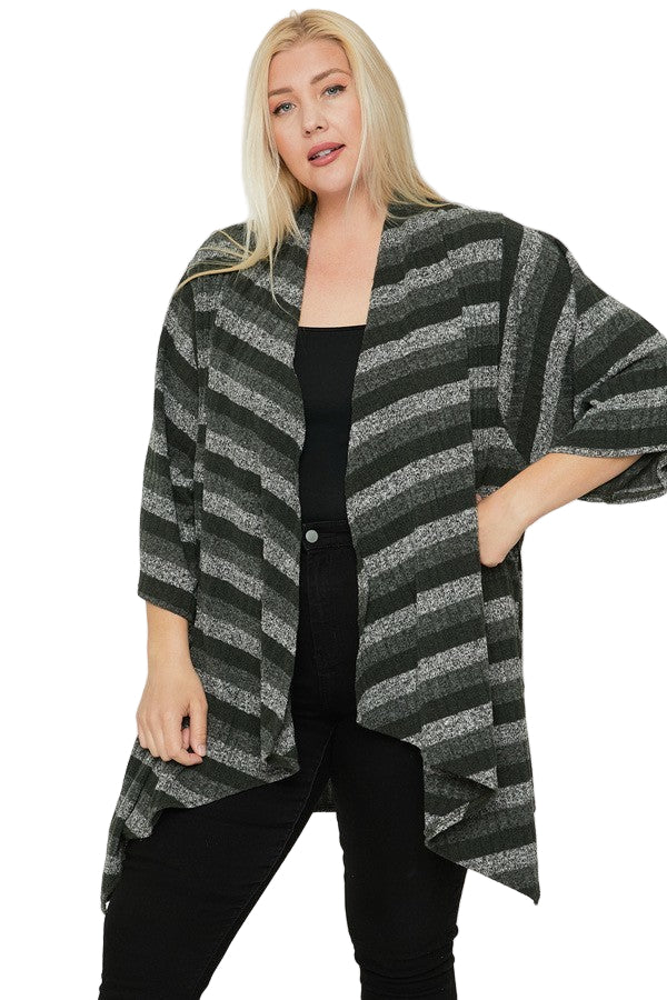 Kimono Style Striped Cardigan