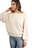 Puff Sleeve Boat Neck Sweater