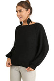 Puff Sleeve Boat Neck Sweater