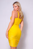 Spaghetti Strap Twist Front Cutout Ruched Mini Dress