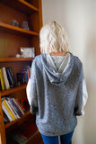 Belt & Reversed Details Zip-up Hooded Sweater