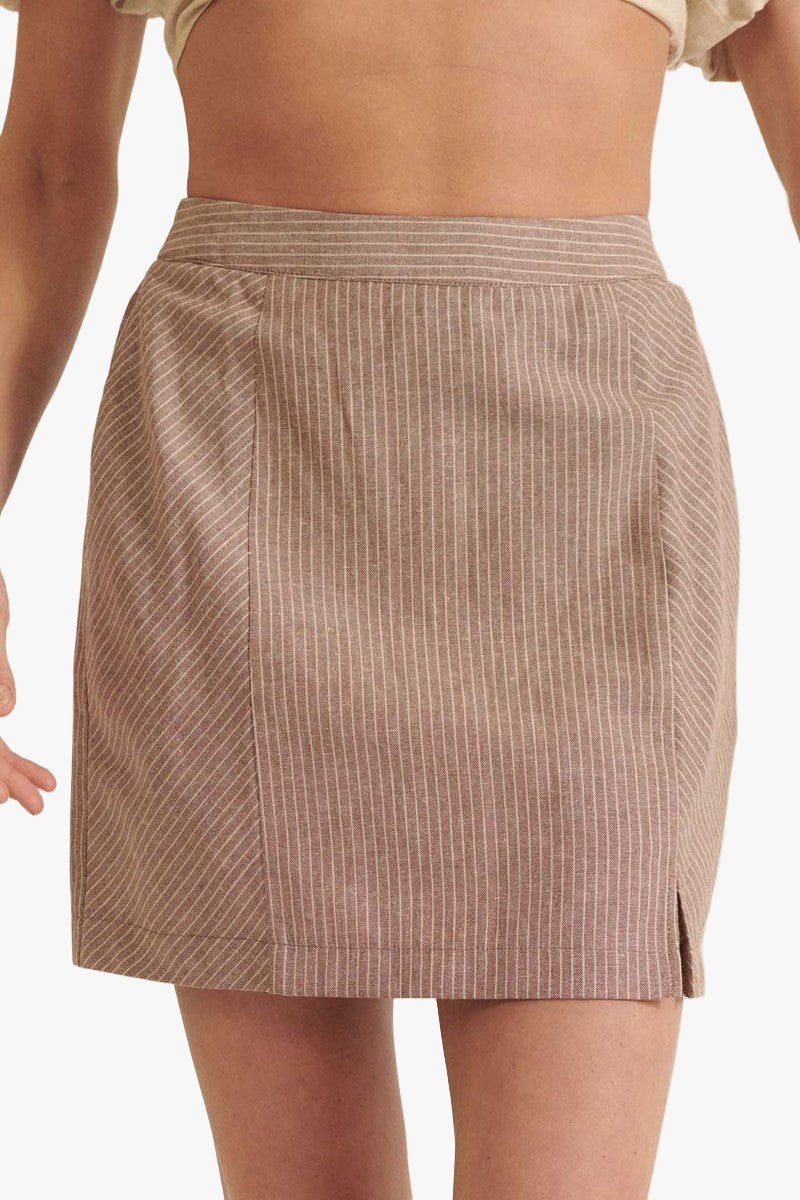 Banded Front Waist Pinstripe Mini Skirt